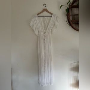 White Ruffle Maxi Dress
